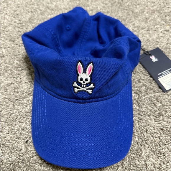 Psycho Bunny Blue Cap with Skull and Bunny Emblem - Picture 1 of 3